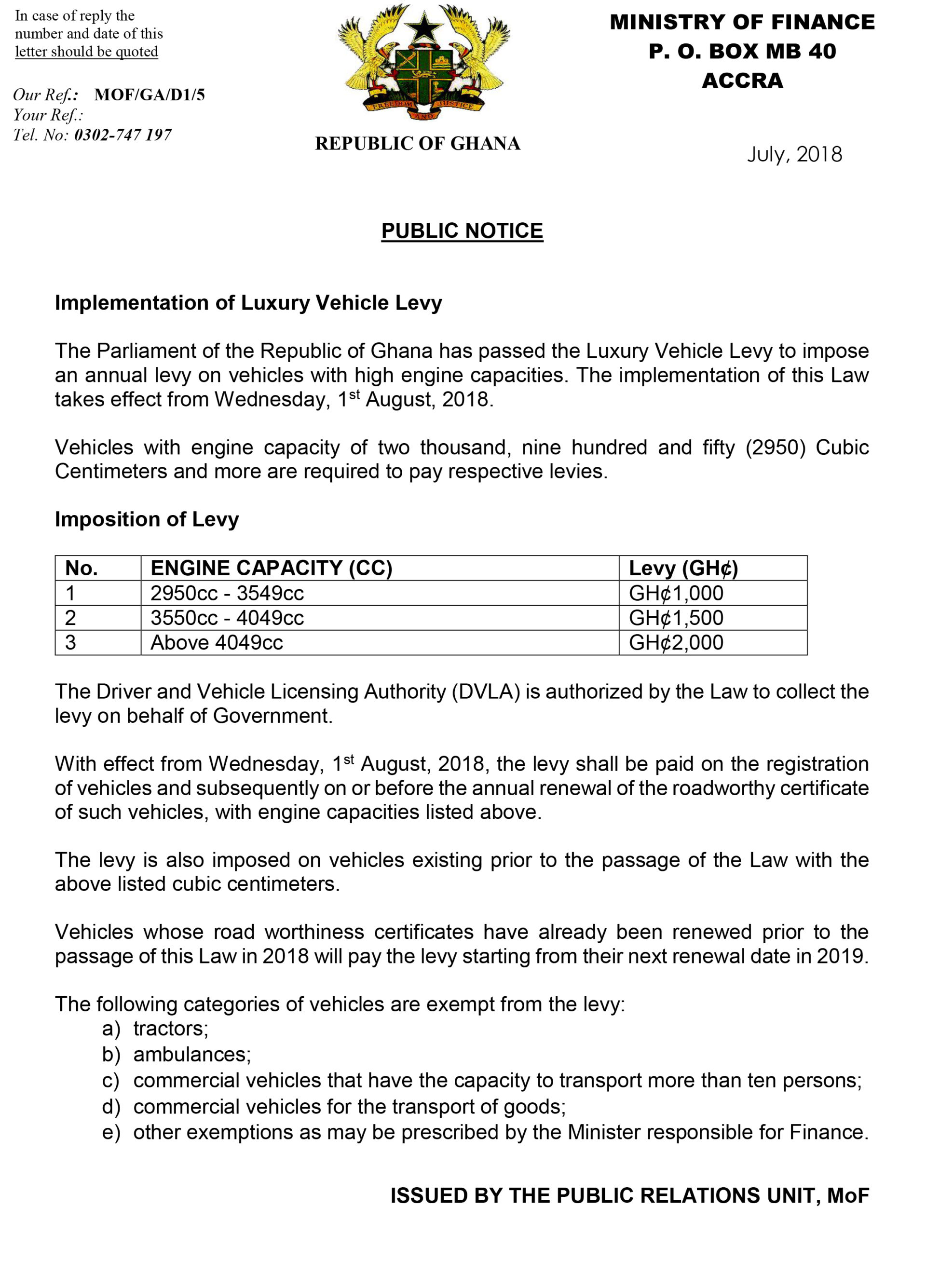 Government withdraws Luxury Vehicle Tax The Ghana Report