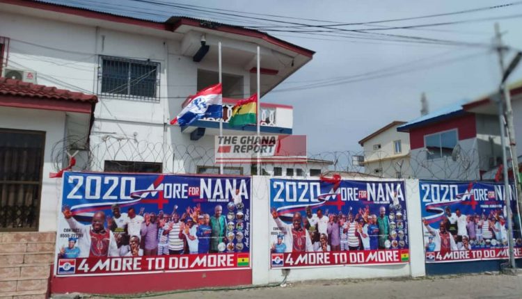 Flags at half mast at the NPP HQ in Accra