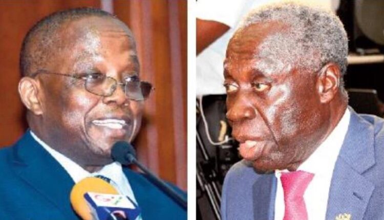 Auditor General Daniel Domelevo (L) and Senior Minister Yaw Osafo-Maafo (R)