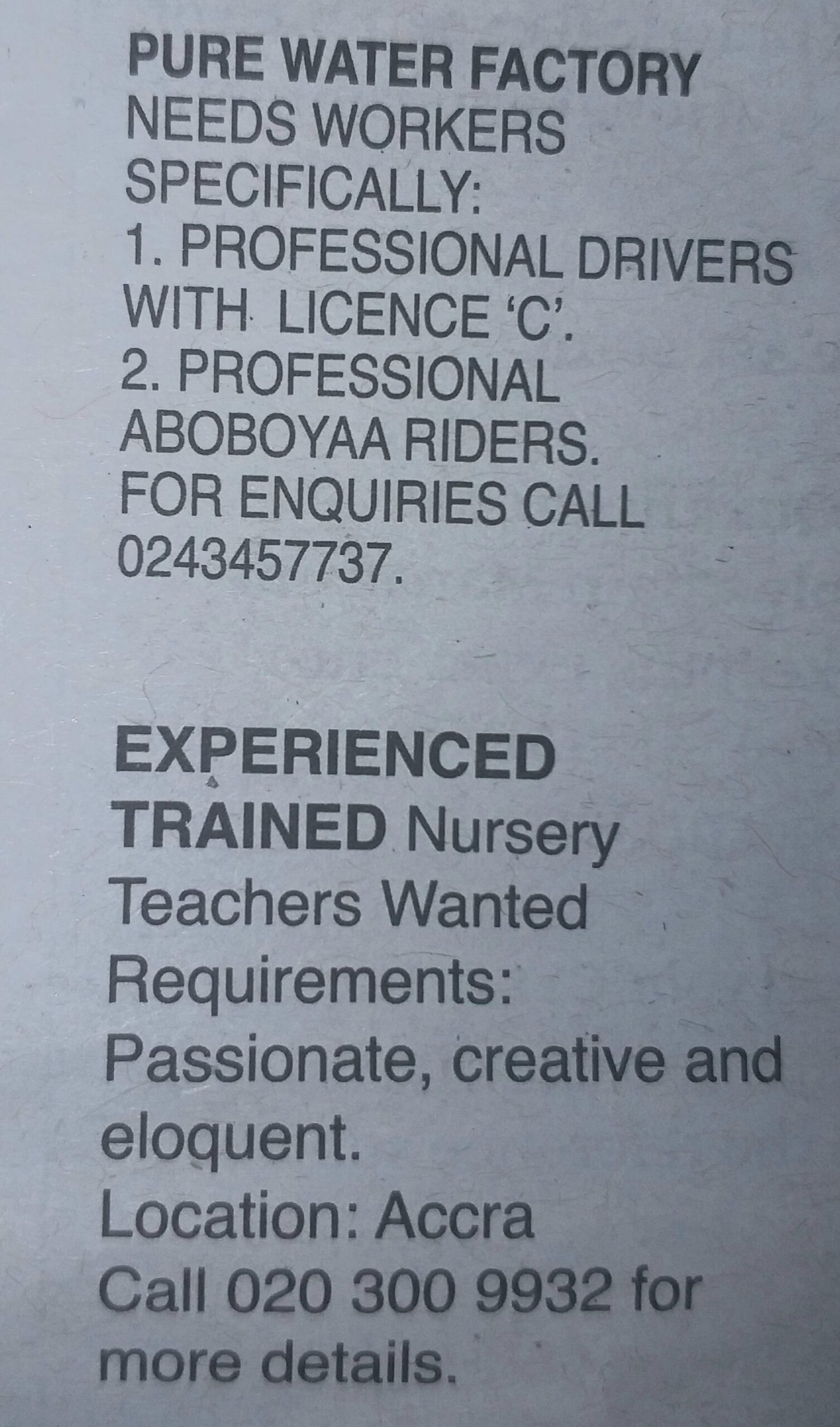 Friday: Advertised jobs in newspapers today